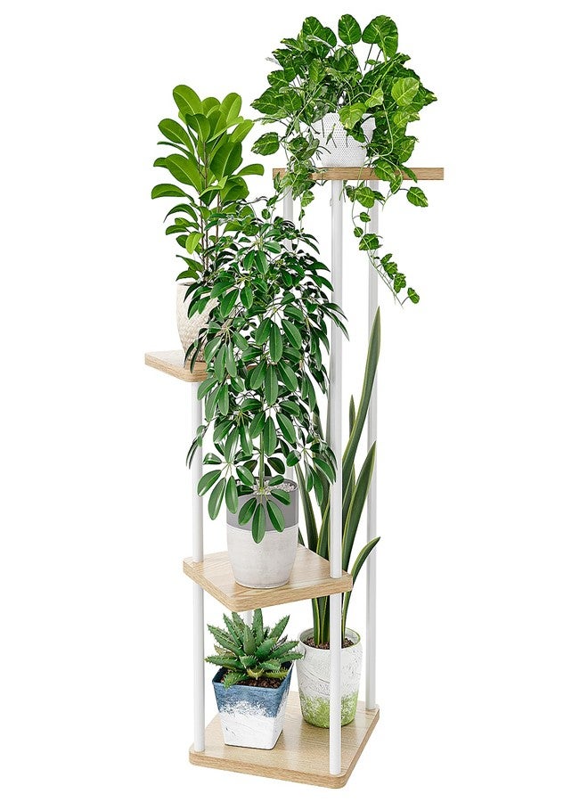 Bamworld Small Plant Stand Indoor 4 Tier Metal Plant Shelf for Multiple Plants Corner Flower Stand for Patio Garden Balcony Living Room Bedroom White - Image 1